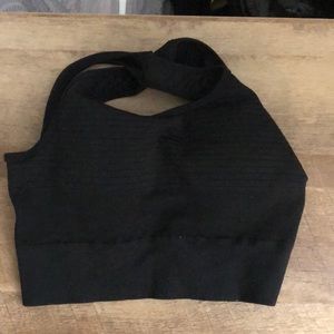 Black alphalete long line sports bra